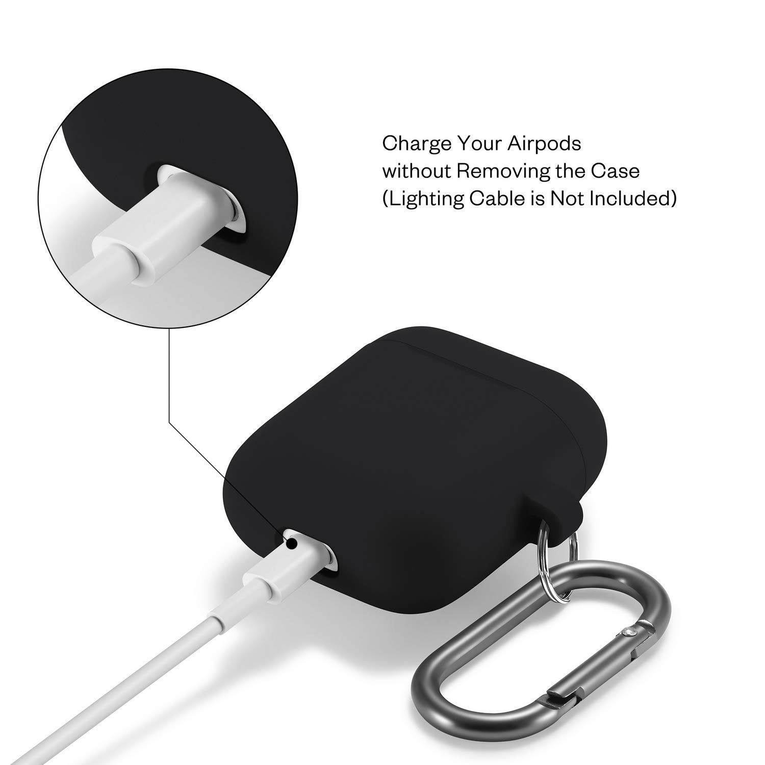 Case Cover for Airpods, Portable Shockproof Soft Silicone Protective Skin with Keychain Compatible with Apple AirPods 2 & 1, Premium Waterproof Airpods Accessories for AirPods Charging Case