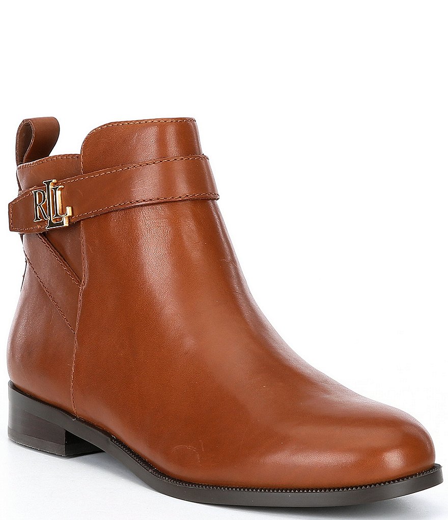 Lauren Ralph Lauren Bonne Logo Detail Leather Ankle Booties