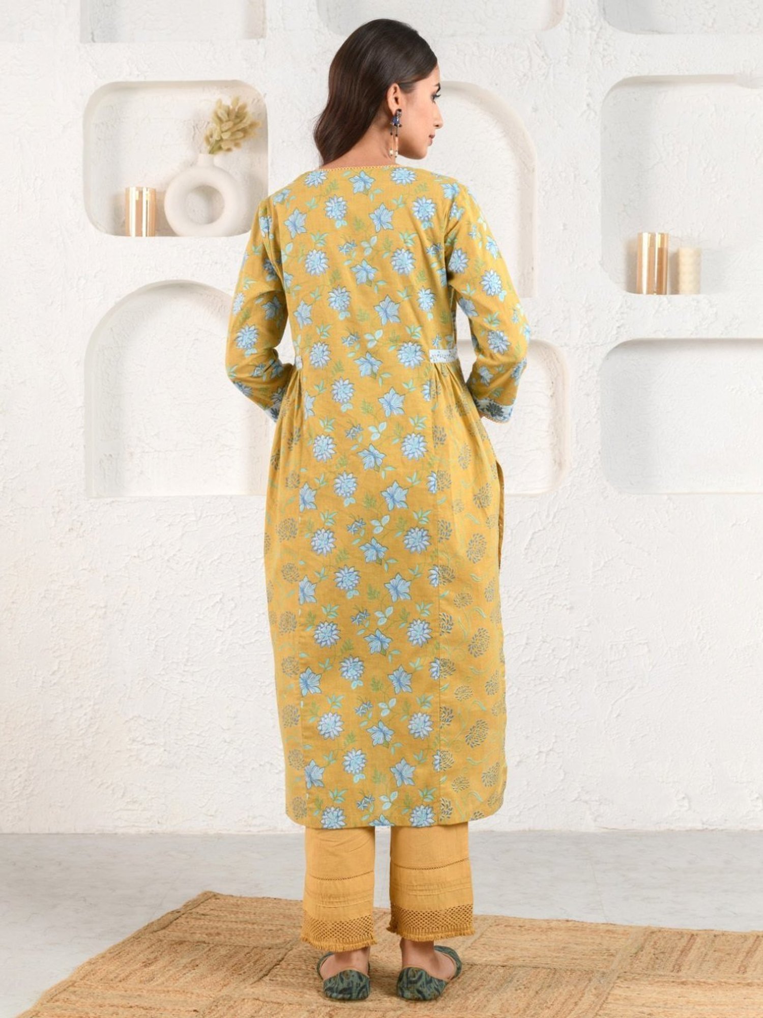 Prakriti Jaipur Mustard Gathered Kurta