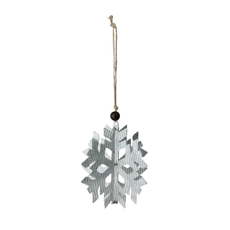Melrose 8" Galvanized 3 Dimensional Snowflake Christmas Ornament - Silver
