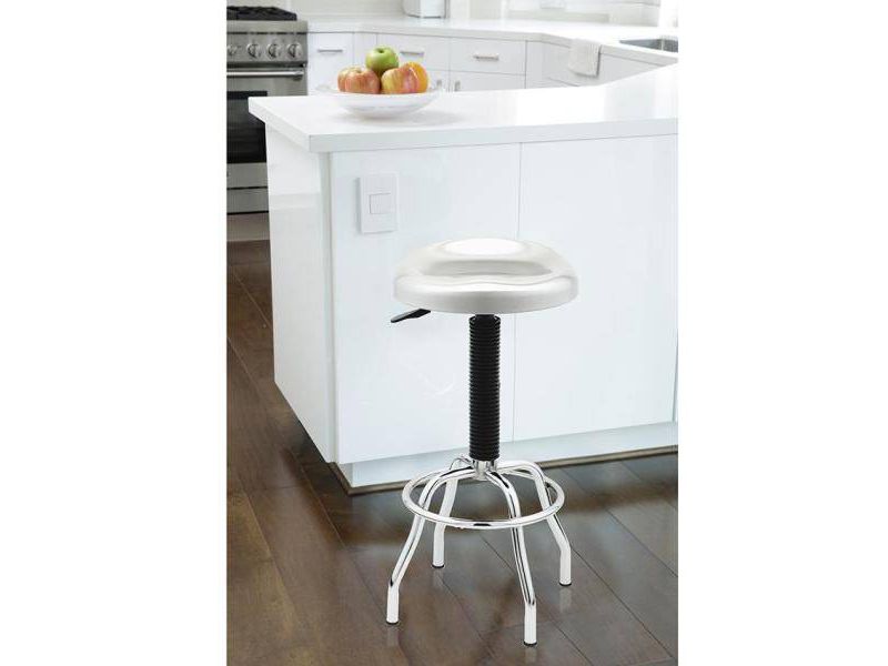Metallic Contoured Pneumatic Stainless Steel Adjustable Height Barstool Silver - Seville Classics