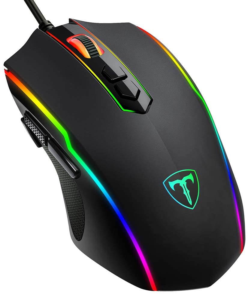 Gaming Mouse Wired, RGB Chroma Backlit Gaming Mouse, 8 Programmable Buttons, 7200 DPI Adjustable, Comfortable Grip Ergonomic Optical PC Computer Gaming Mice with Fire Button, Sega Genesis Acces