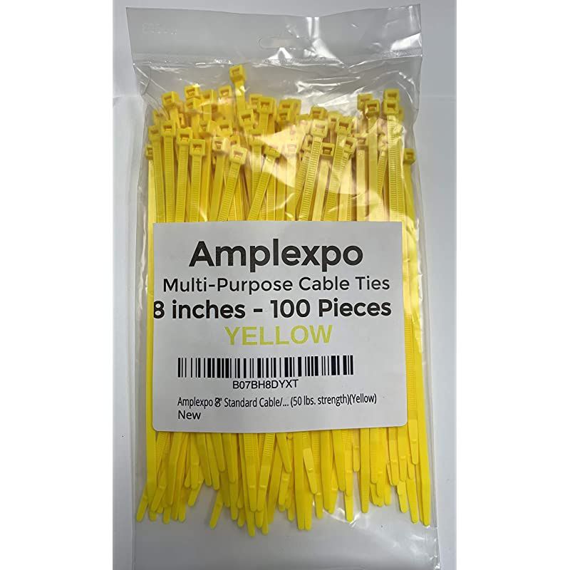 8quot Standard CableZip Ties 100 pieces 50lb strength Fluorescent Yellow