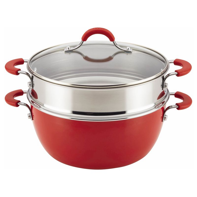 Circulon Innovatum 5.5qt Aluminum Nonstick Stock Pot with Steamer Red