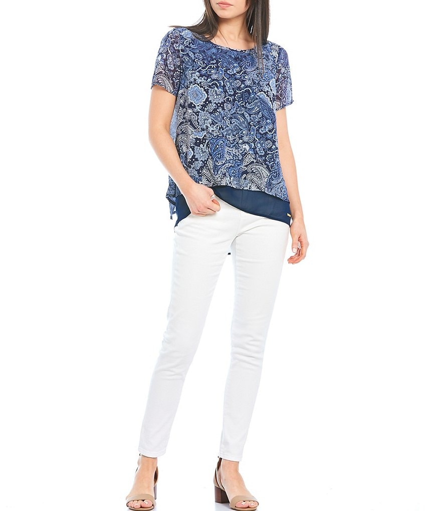 Karyn Seo Hazel Lattice Lace Linen Top