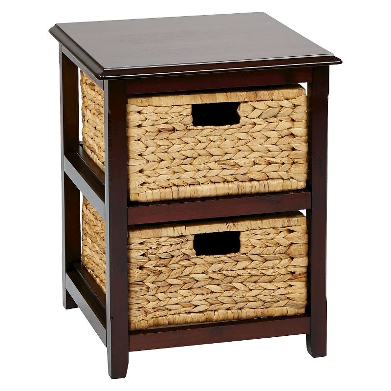Seabrook TwoTier Storage Unit With Espresso and Natural Baskets - OSP Home Furnishings