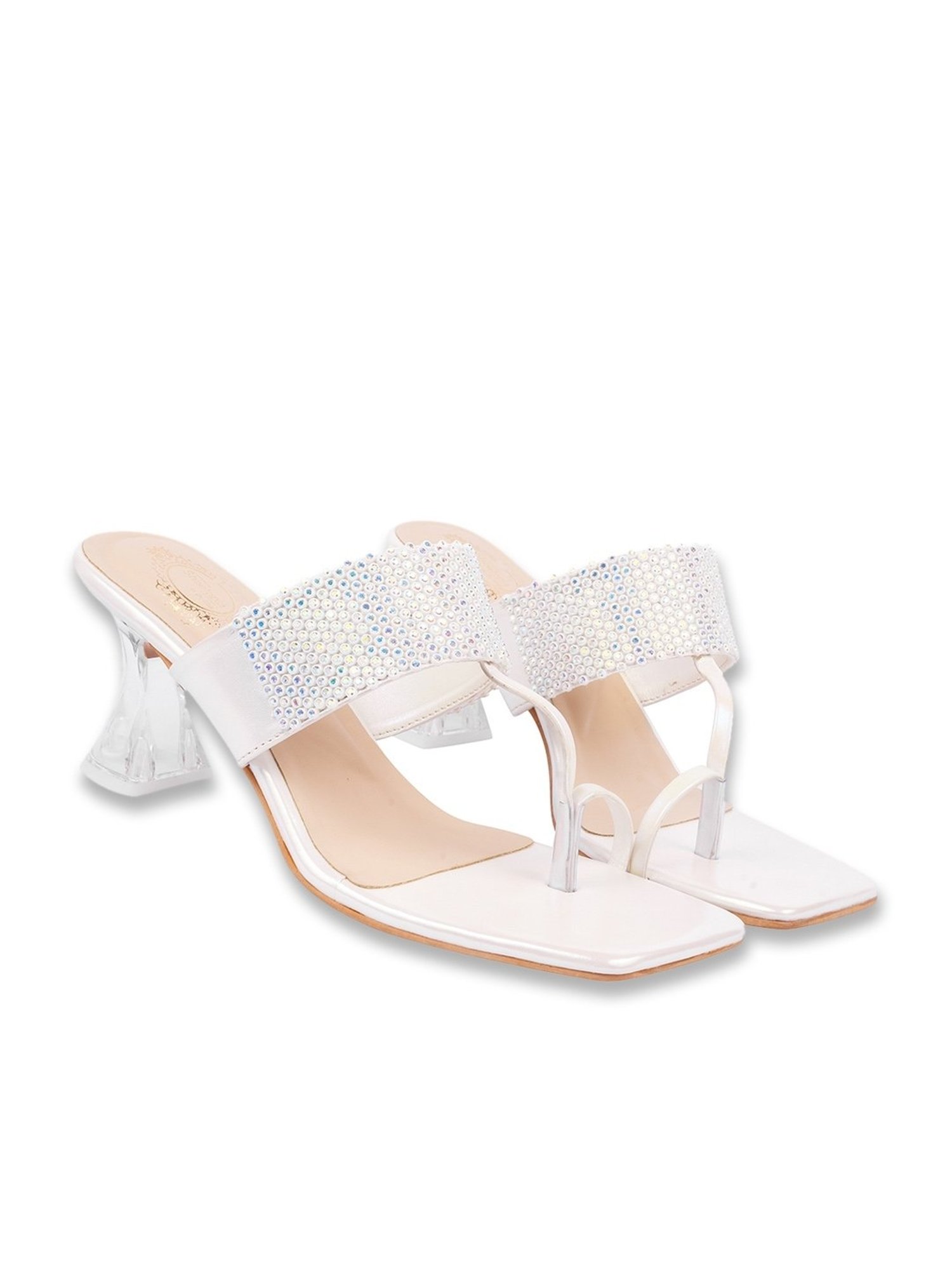 Shoetopia Women's White Toe Ring Sandals