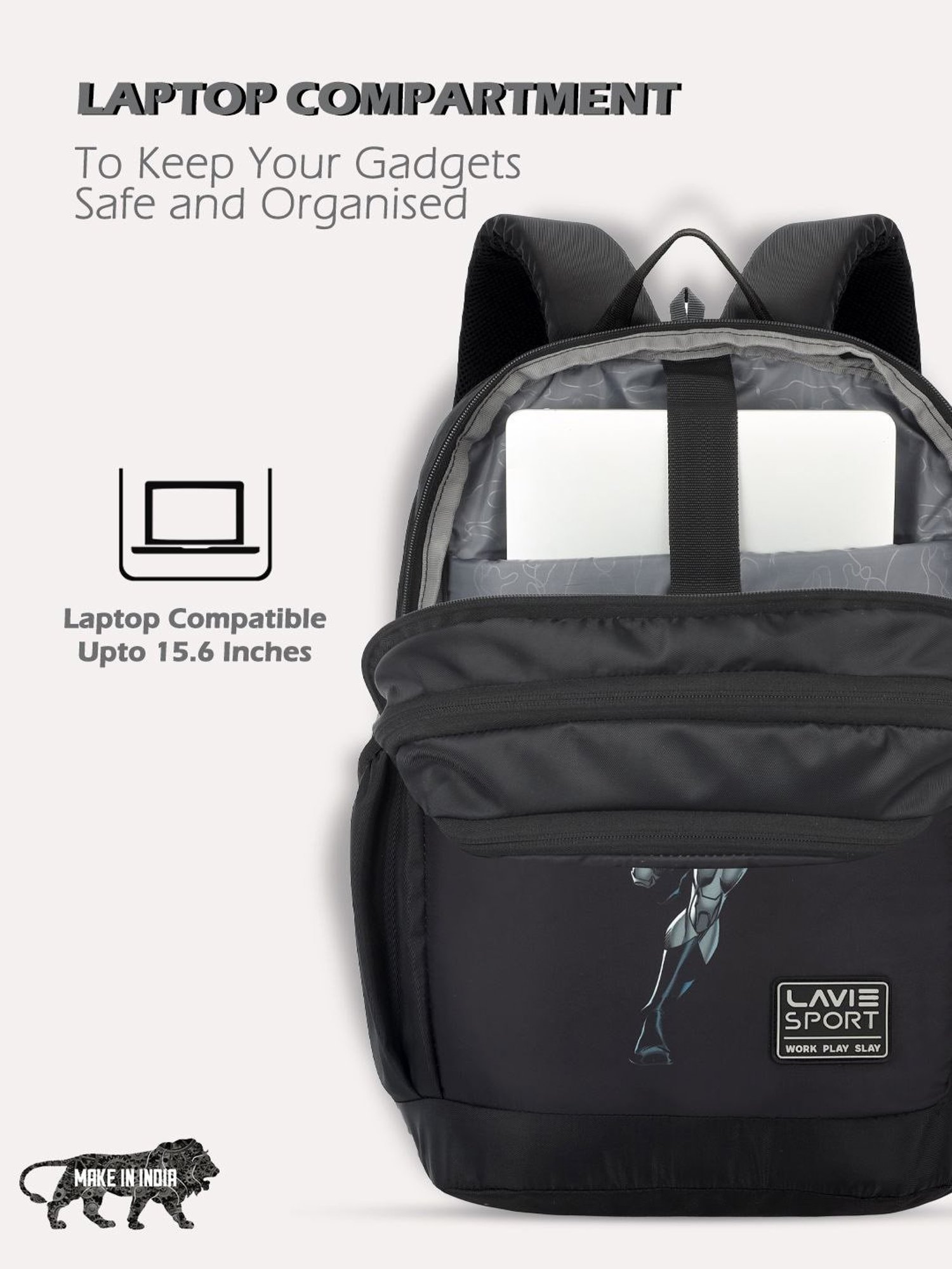 Lavie Sport Batman 33L College Laptop Backpack For Boys & Girls (Black)