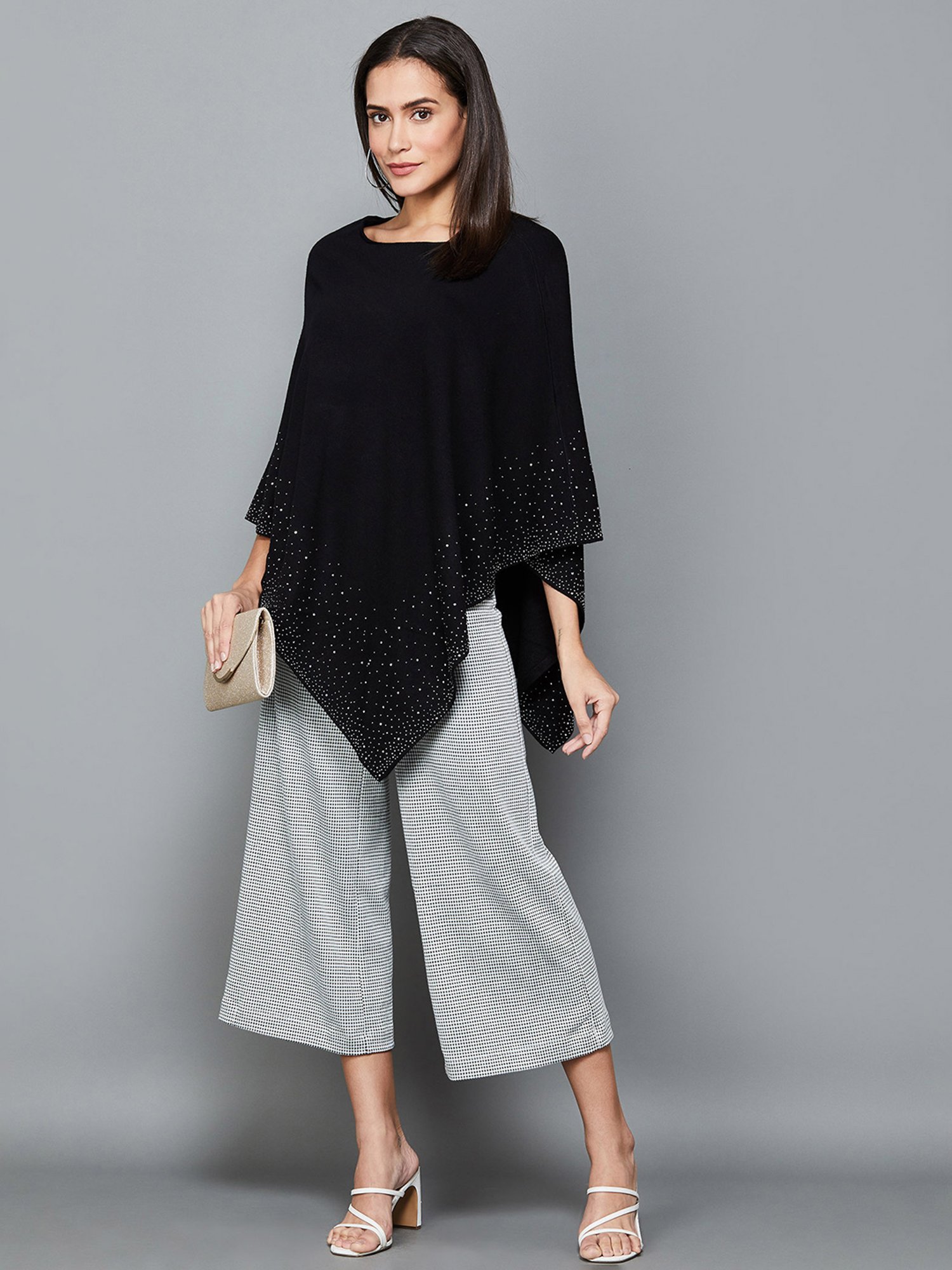 Code by Lifestyle Black Embellished Poncho