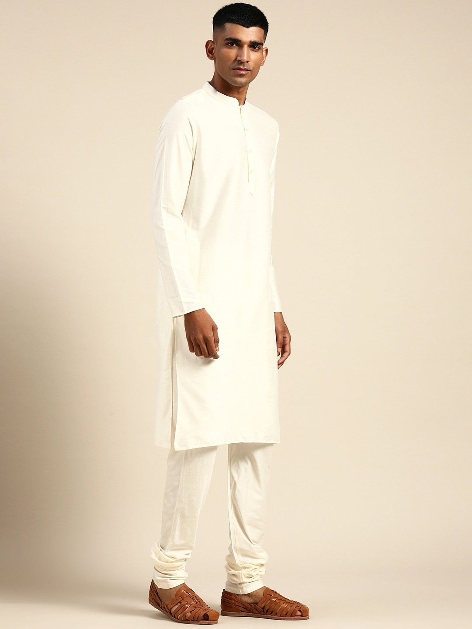 KISAH Black & Beige Regular Fit Printed Kurta Set With Jacket