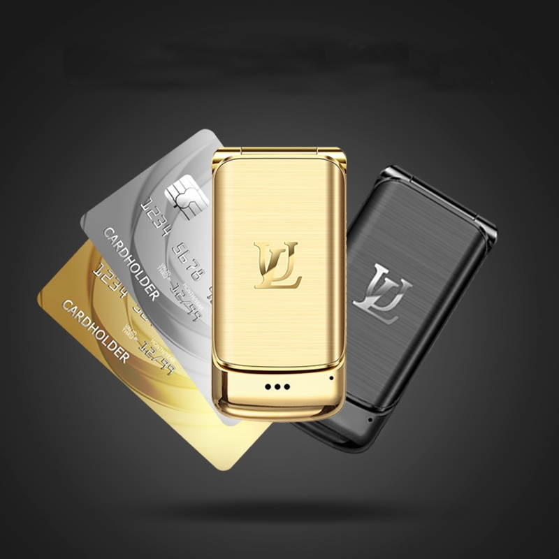 Ulcool V9 Smalllest Flip Phone 850mAh Whatsapp bluetooth Dialer FM Dual SIM Card Phone Gold