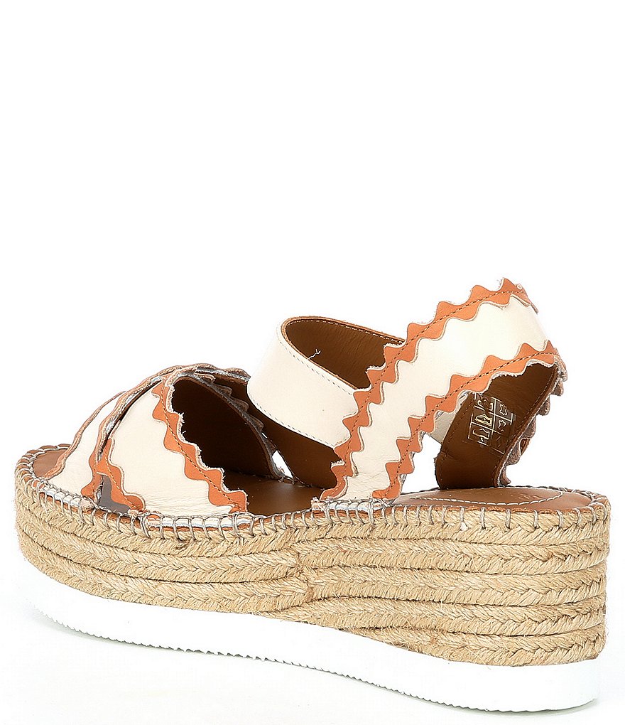 See By Chloe Glyn Leather Platform Espadrille Wedges
