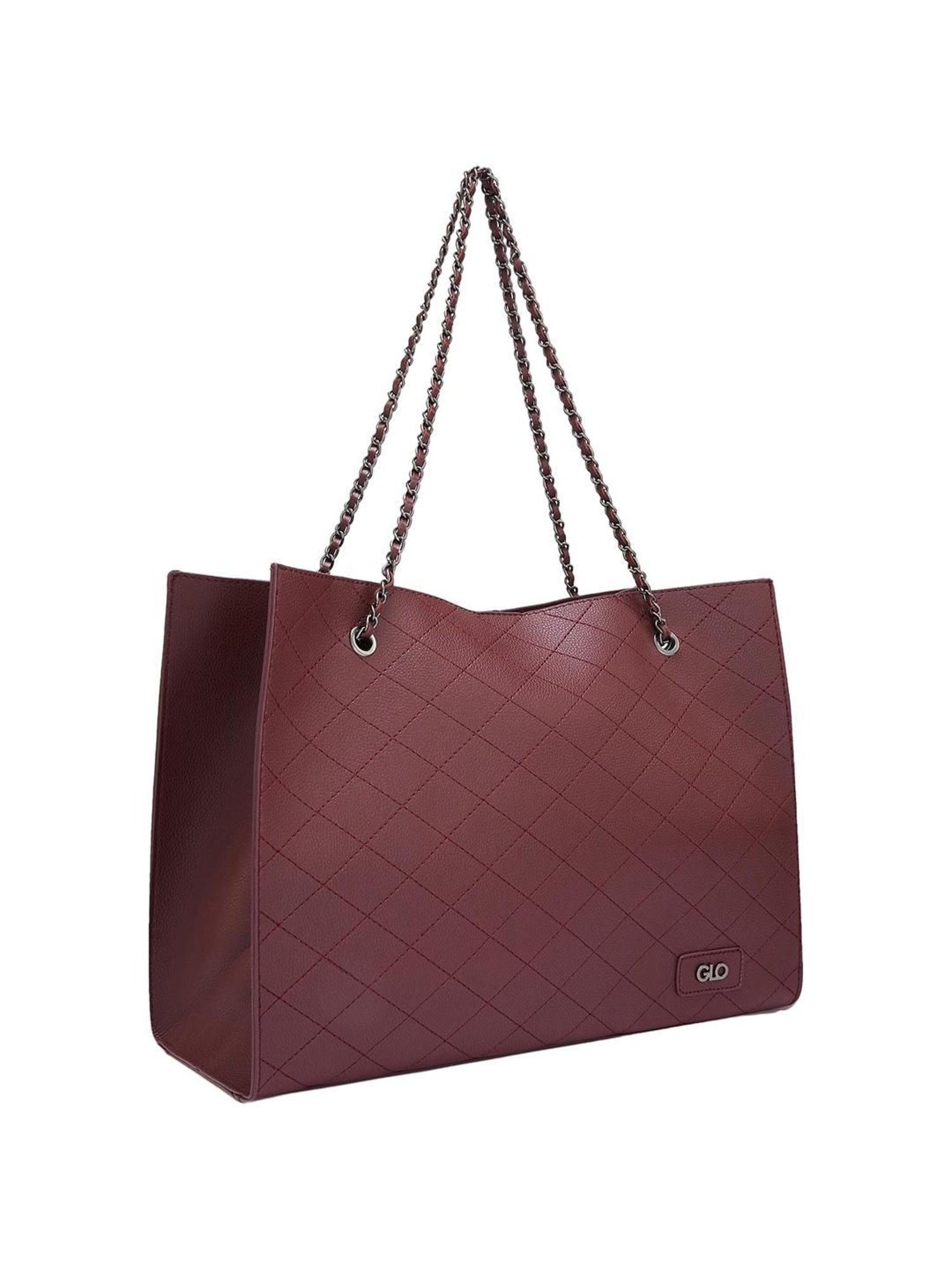 Globus Maroon Textured Medium Tote Handbag