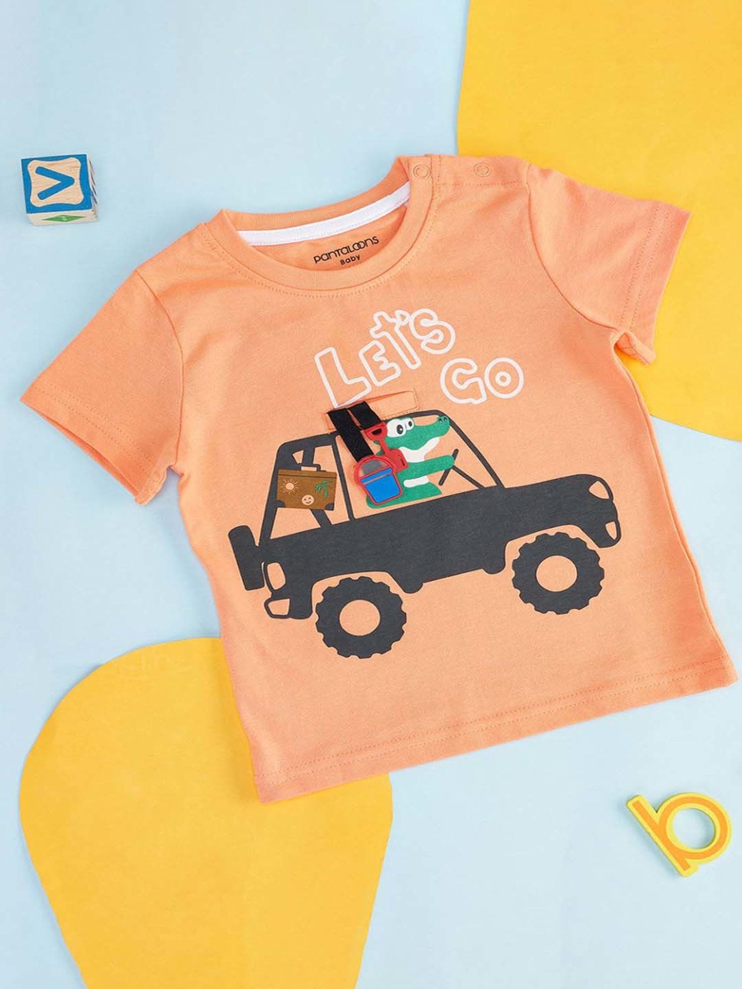 Pantaloons Baby Orange Cotton Printed T-Shirt