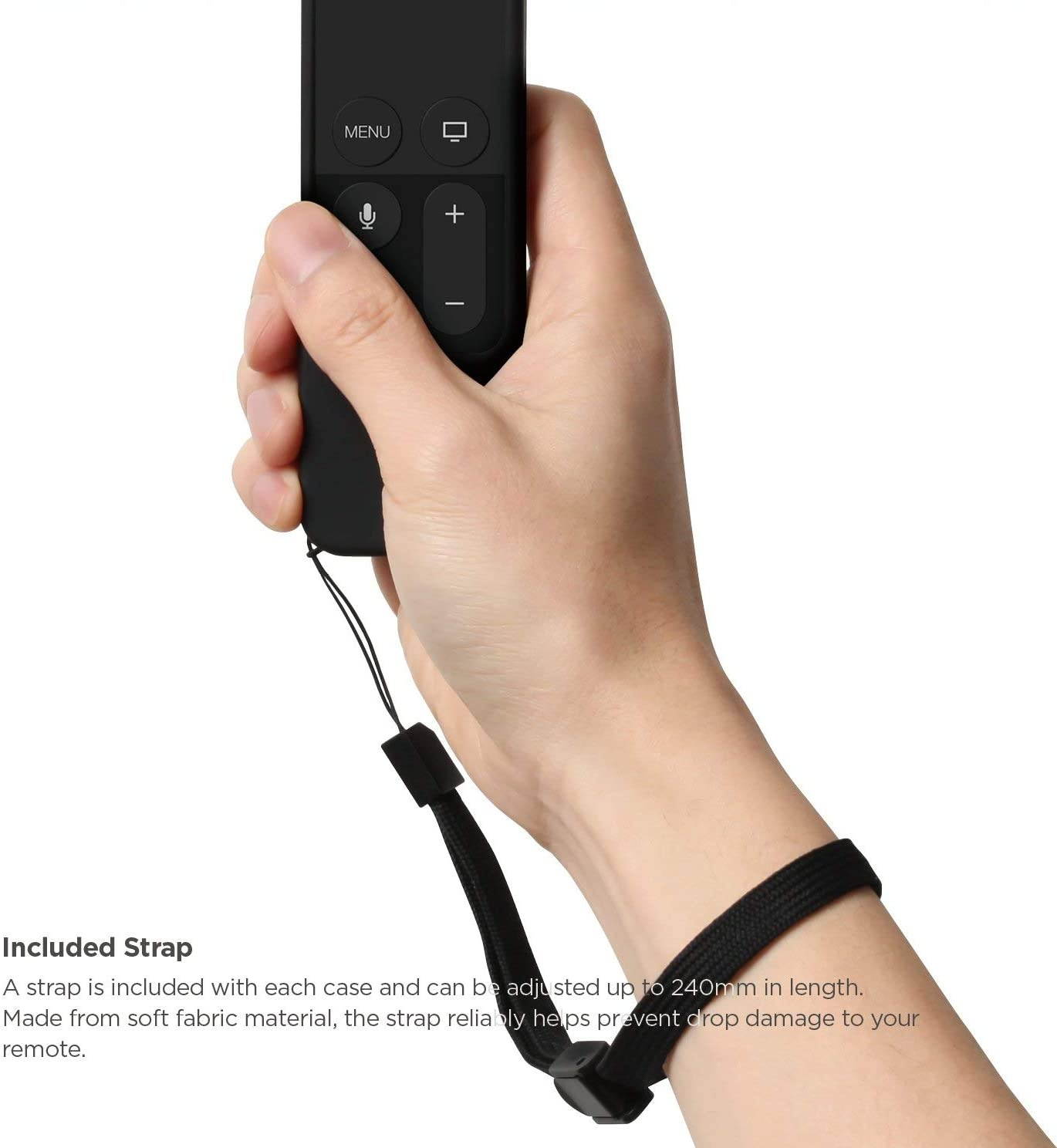 elago R1 Intelli Case [Black]-[Magnet Technology][Anti-Slip][Lanyard Included][Heavy Shock Absorption] for Apple TV Siri Remote 4K / 4th Generation