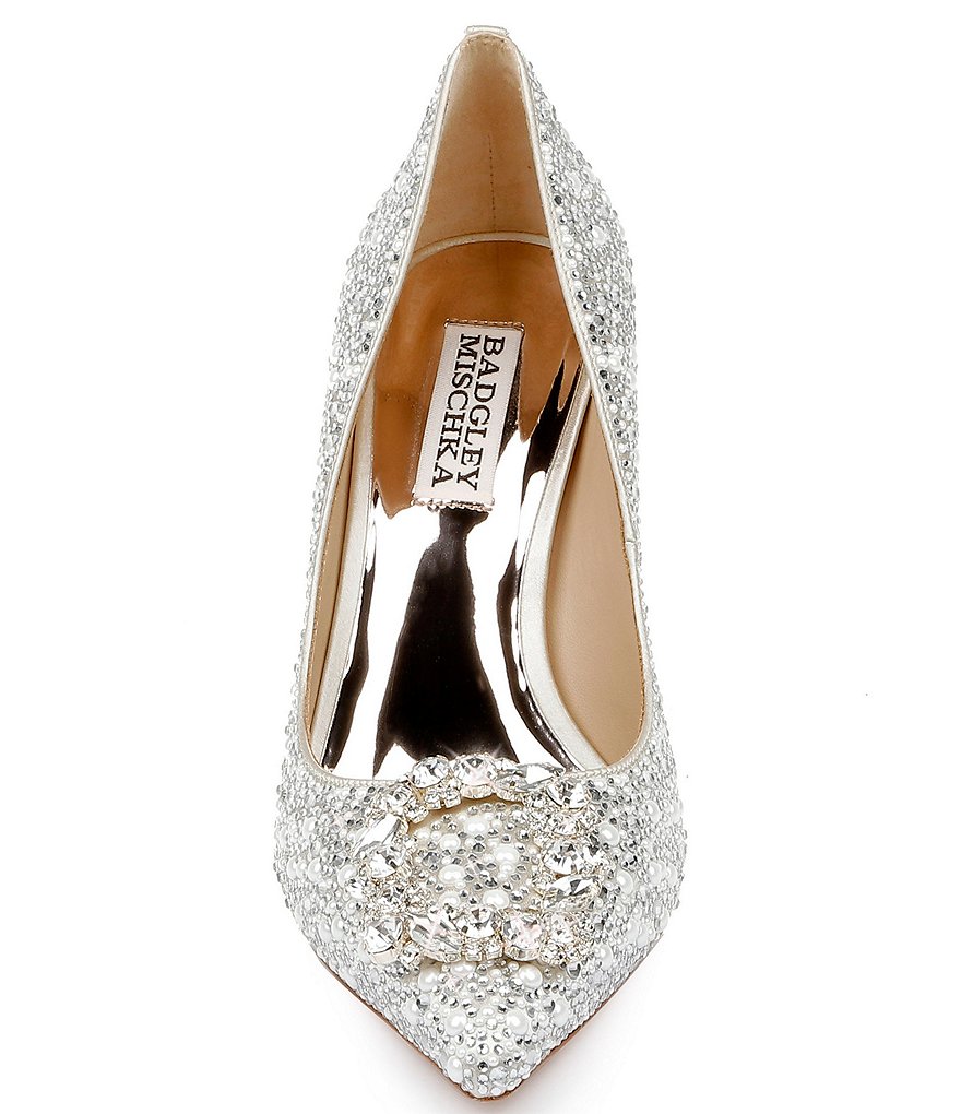 Badgley Mischka Cher II Pearl and Crystal Detail Pumps