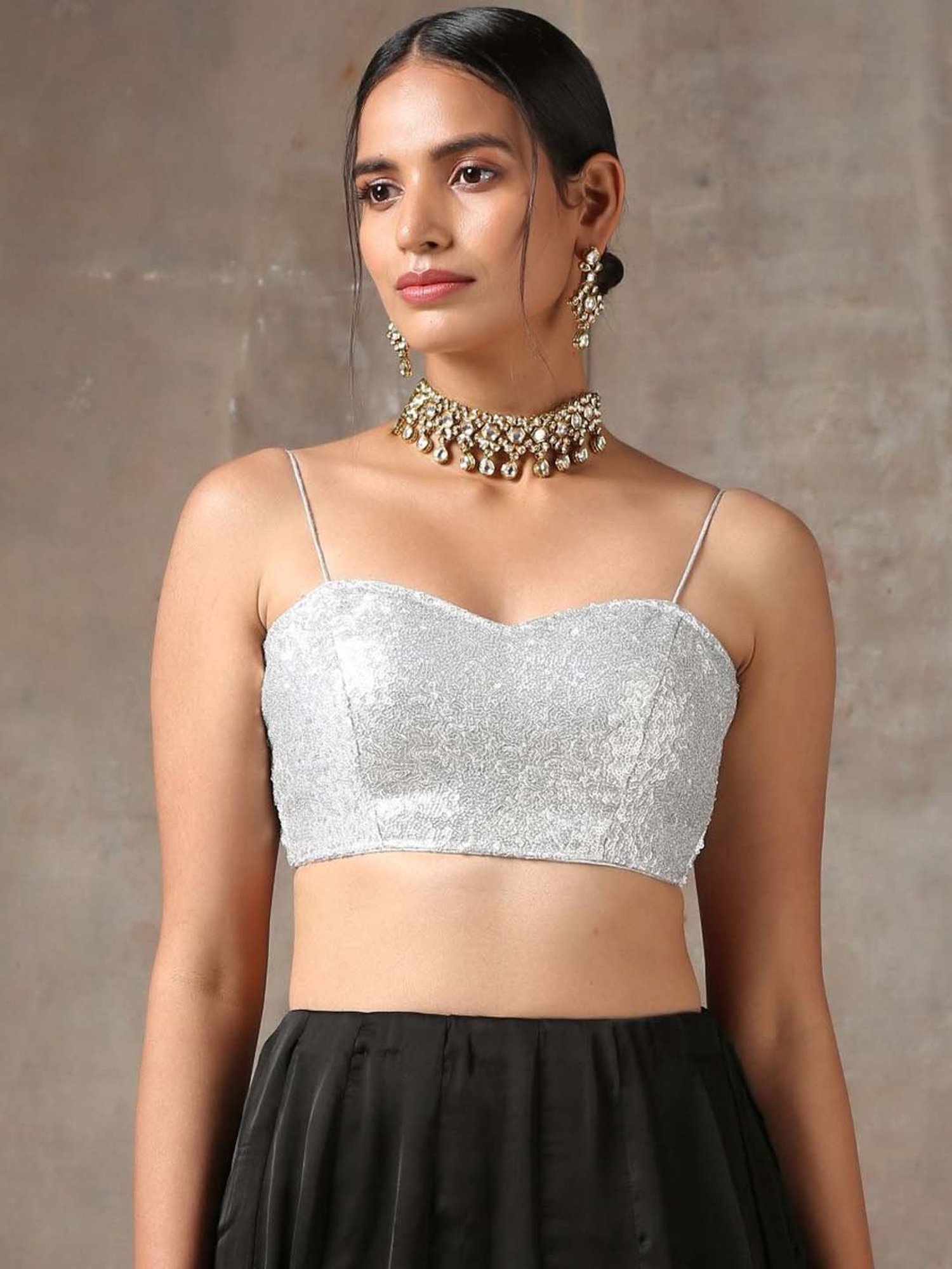 Swtantra Silver Embellished Readymade Blouse