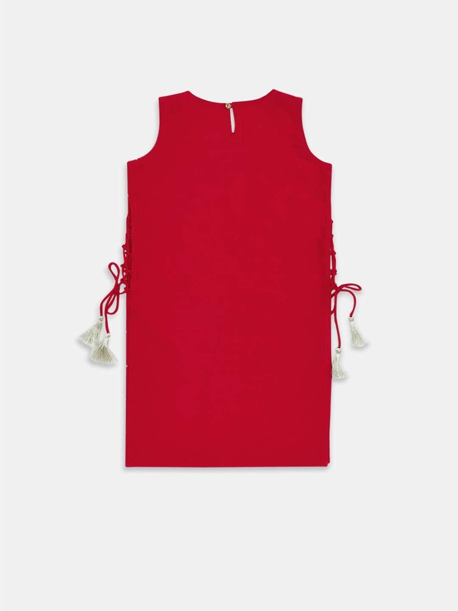 Akkriti by Pantaloons Kids Red & Cream Embroidered Kurta Set