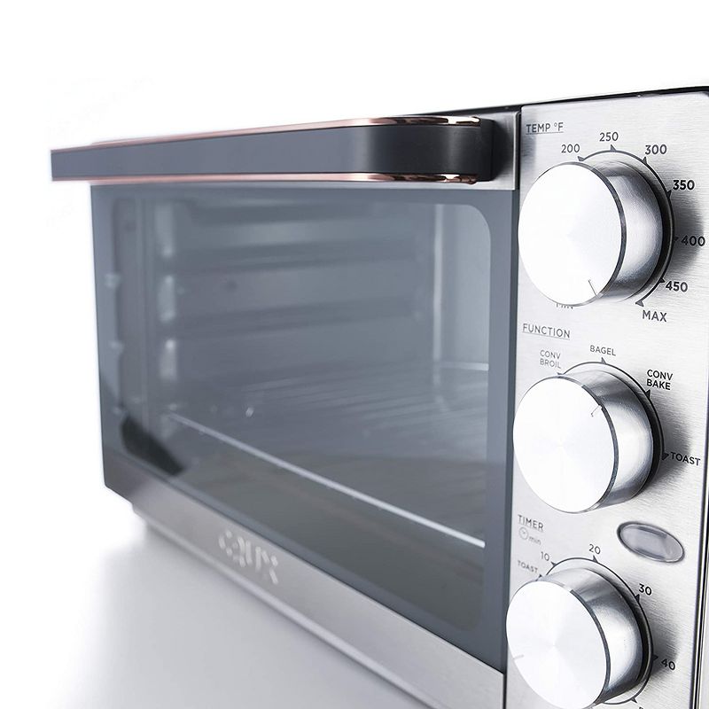 Crux 14543-SN 6 Slice Convection Air Flow Kitchen Countertop Toaster Oven with 3 Position Grill Rack and 5 Cooker Functions, Stainless Steel