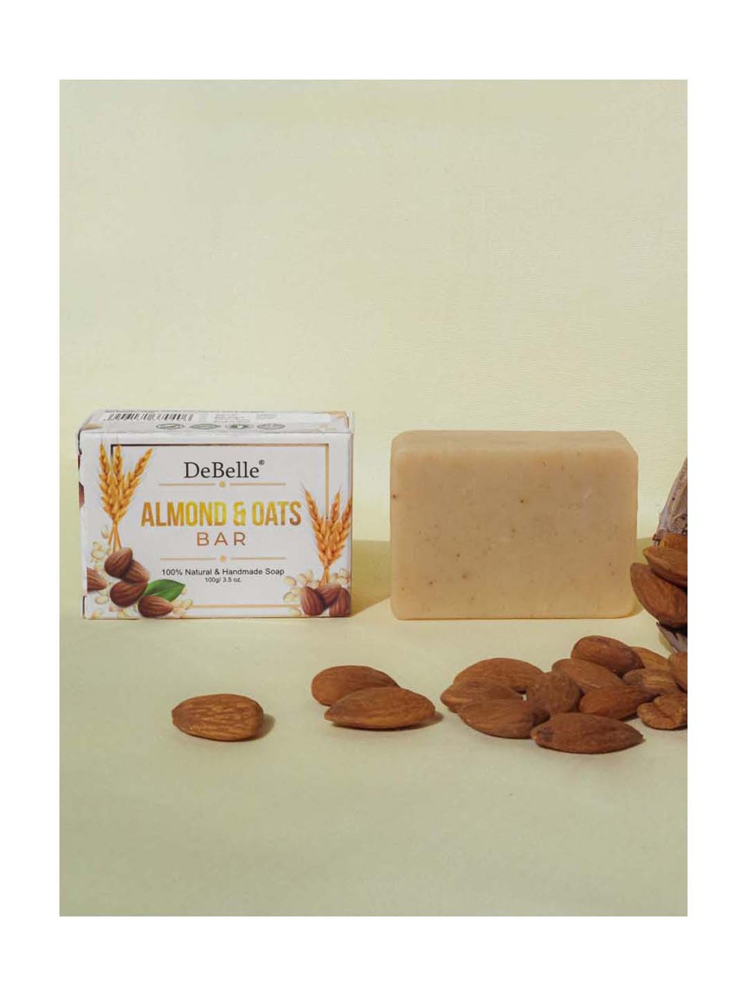 DeBelle Almond and Oats Bar- Natural and Handmade Soap - 100 gm