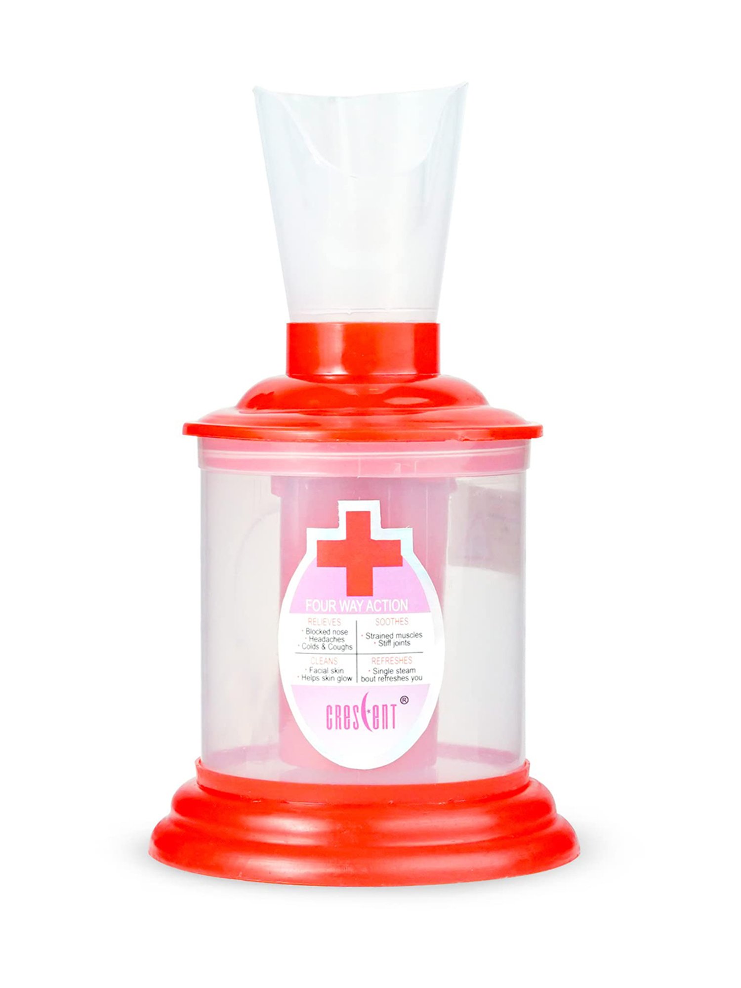 Crescent 3 in 1 Facial Steamer for face, Steamer Vaporizer for Cold & Cough, Facial Sauna (Red)