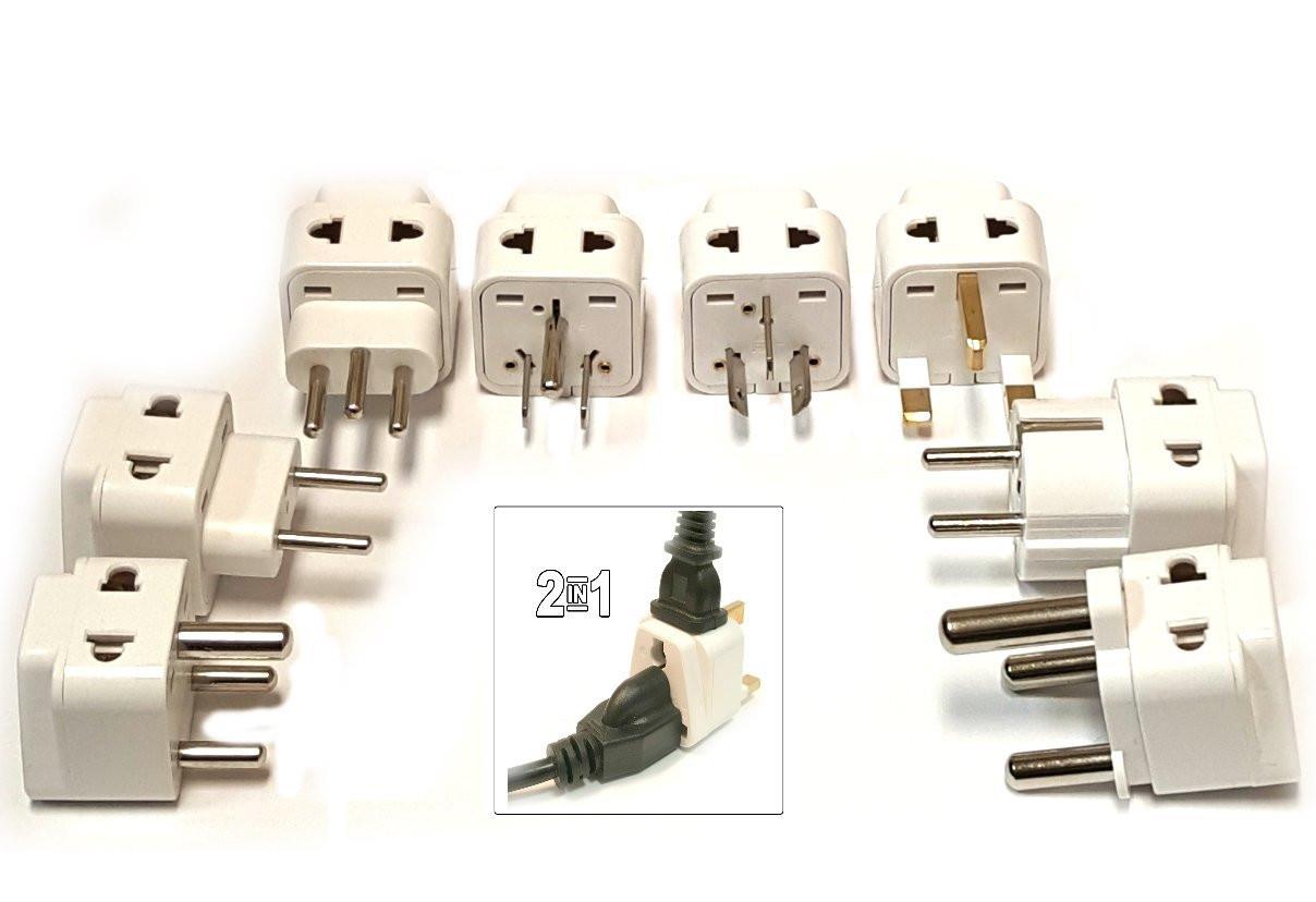 2-In-1 International World Universal Power Plug Travel Adapter Set, 8 Packs