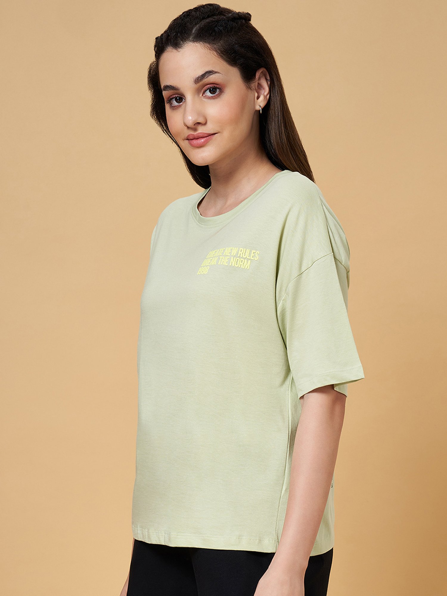 Ajile by Pantaloons Green Cotton Graphic Print Sports T-Shirt
