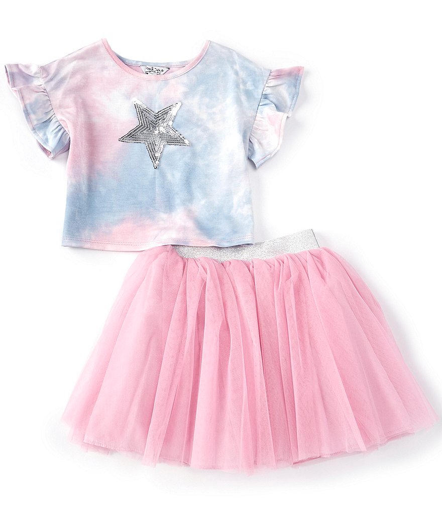 Pippa & Julie Little Girls 2T-6X Tie Dye Tee & Tutu Skirt Set