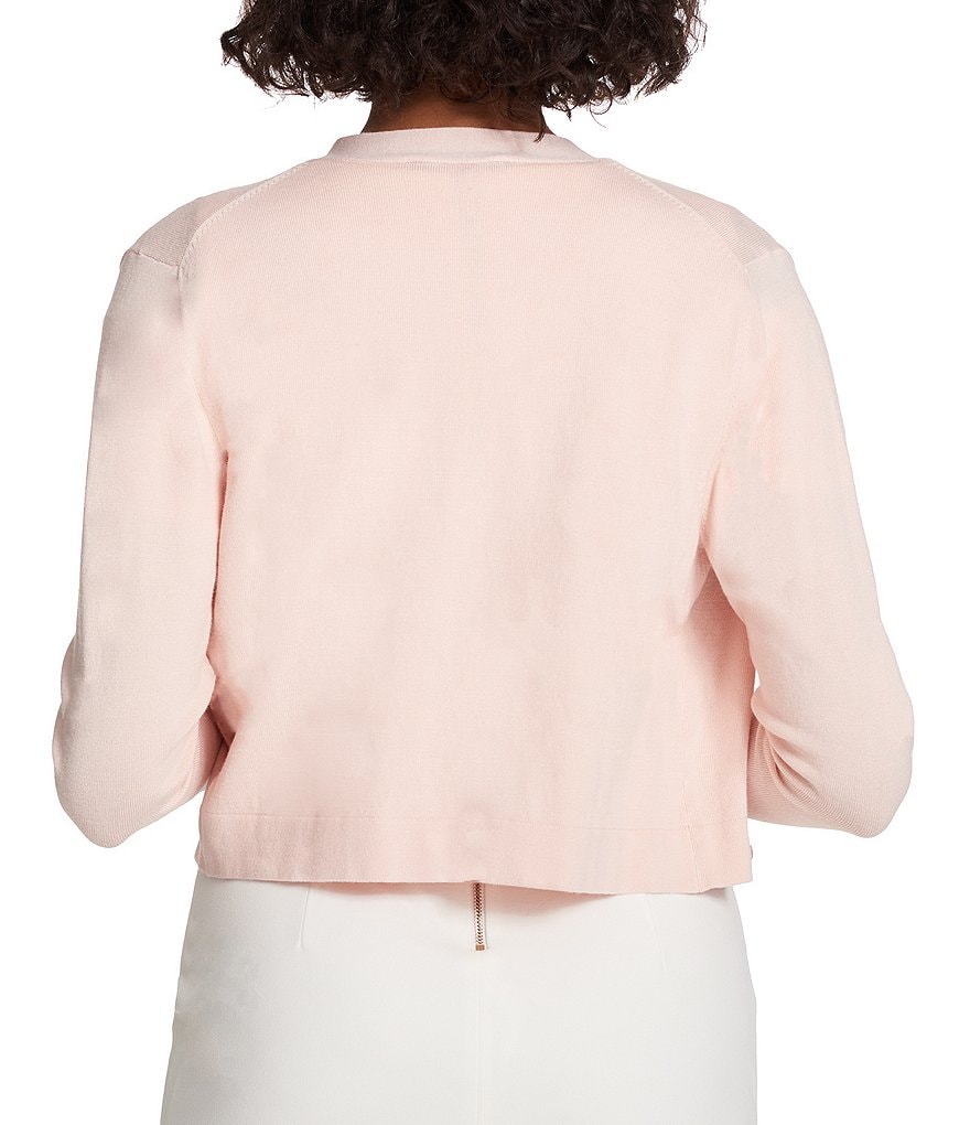 Alex Marie Rosa 3/4 Sleeve Button Front Round Neck Cardigan