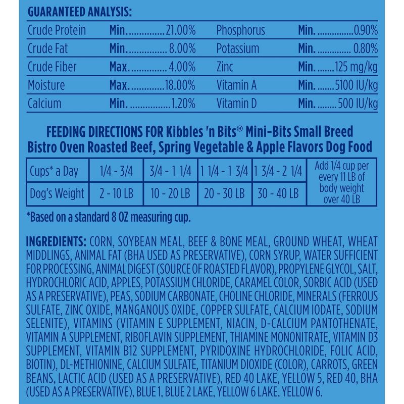 Kibbles 'n Bits Bistro Mini Bits Beef, Spring Vegetable & Apple Flavors Small Breed Adult Complete & Balanced Dry Dog Food - 3.5lbs