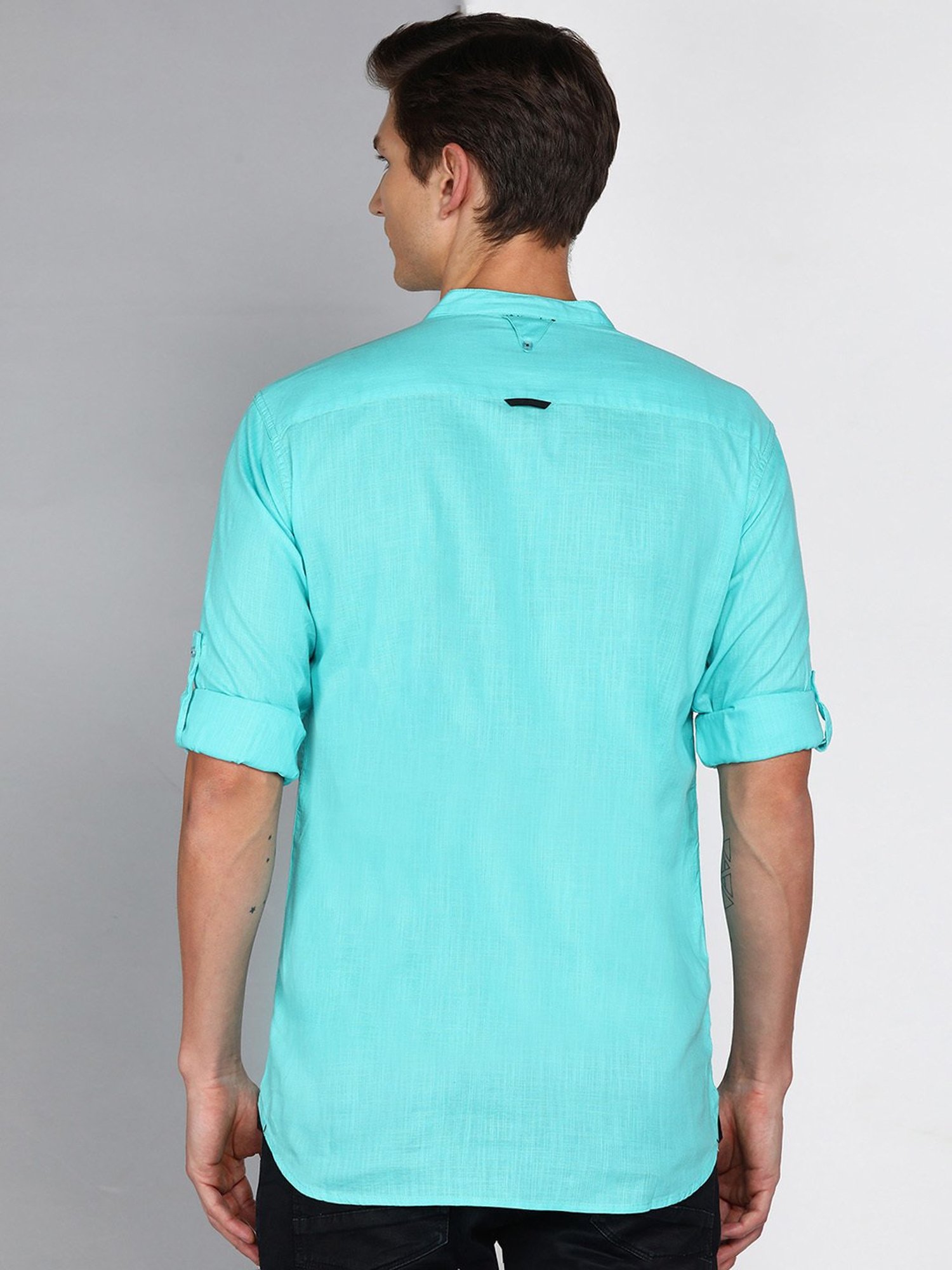 Kuons Avenue Turquoise Slim Fit Shirt