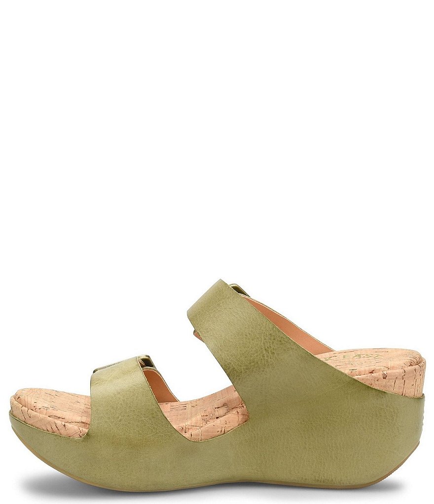 Kork-Ease Grace Leather Buckle Strap Platform Wedge Slide Sandals