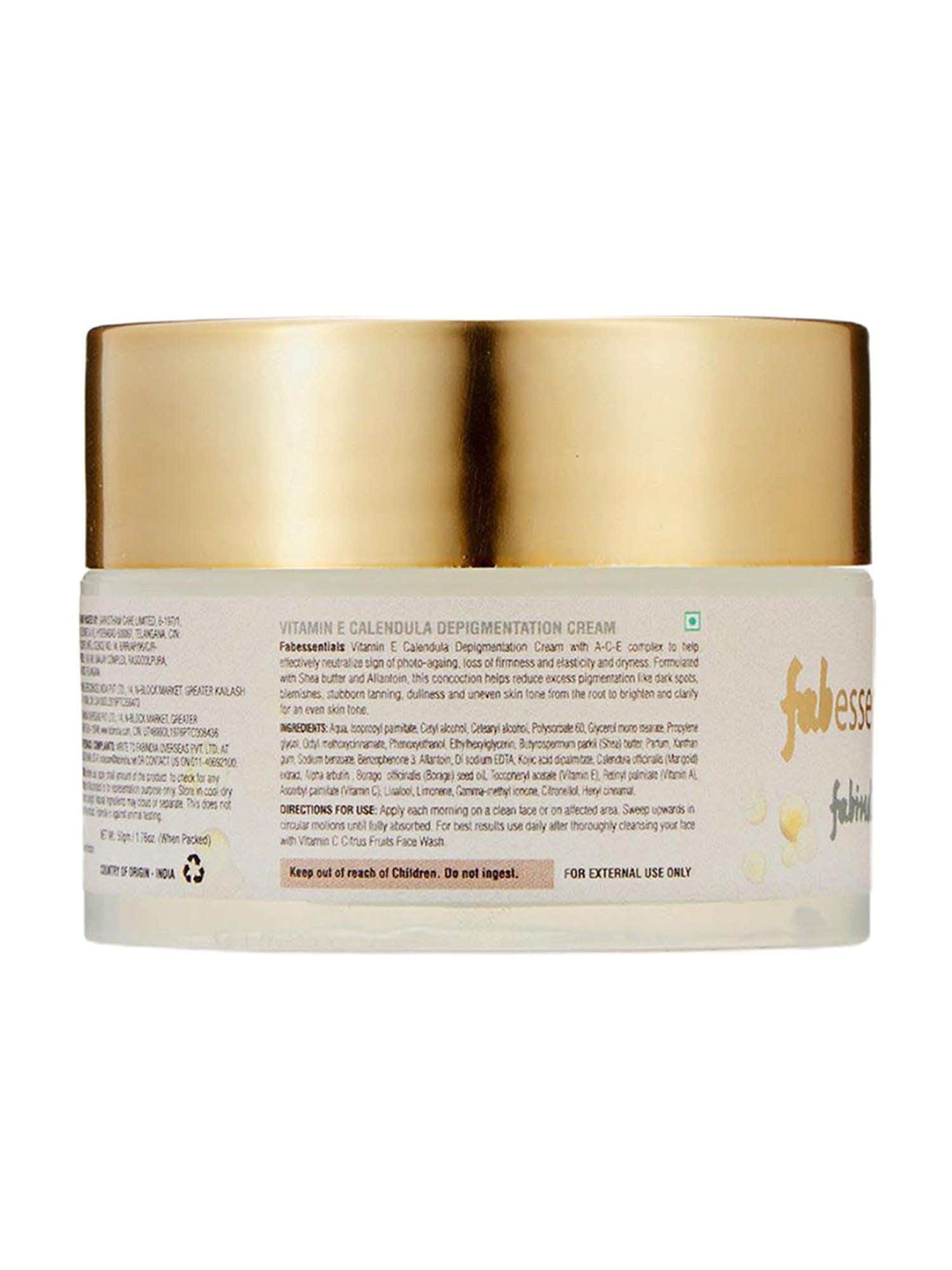 Fabessentials Vitamin E, Calendula & Depigmentation Cream - 50 gm