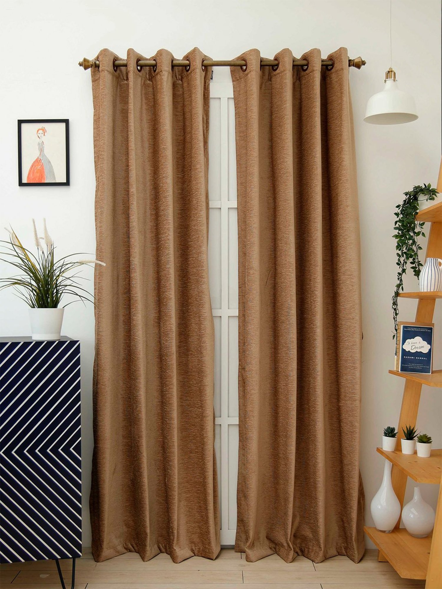Ariana Beige Polyester 5 ft Window Curtain