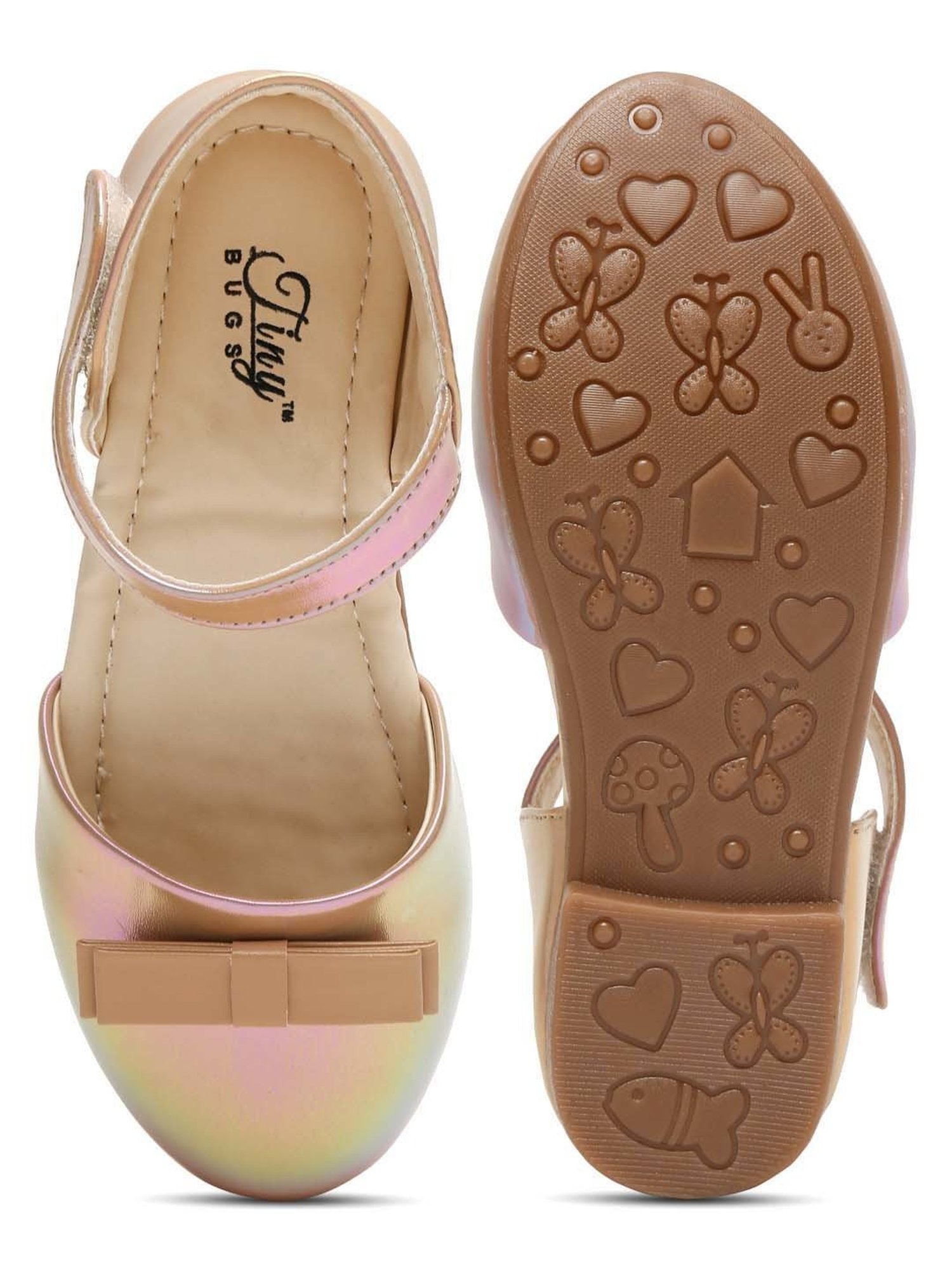 Tiny Bugs Kids Rose Gold Ankle Strap Sandals