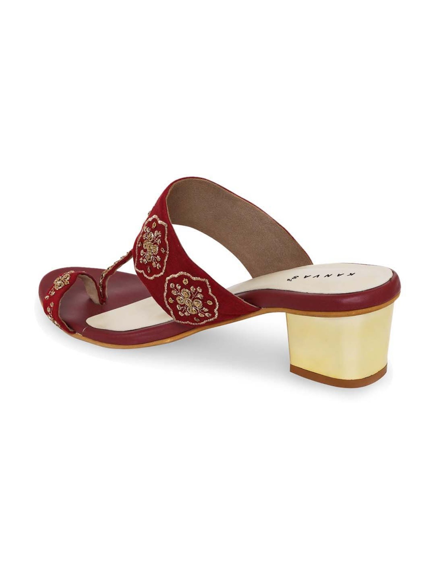 KANVAS Women's Maroon Toe Ring Sandals