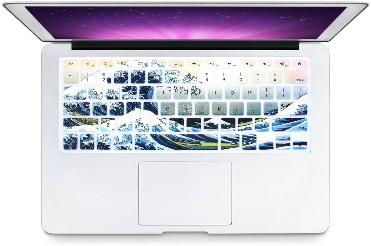 HRH Silicone Keyboard Cover Skin for MacBook Air 13,MacBook Pro 13/15/17 (with or w/Out Retina Display, 2015 or Older Version)&Older iMac USA Layout,Sea Waves