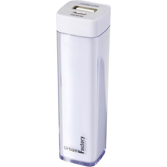 URBAN FACTORY Easy Emergency Universal Rechargeable 2000mAh Battery for Portable Devices, 1A Output, White (BCA25UF).