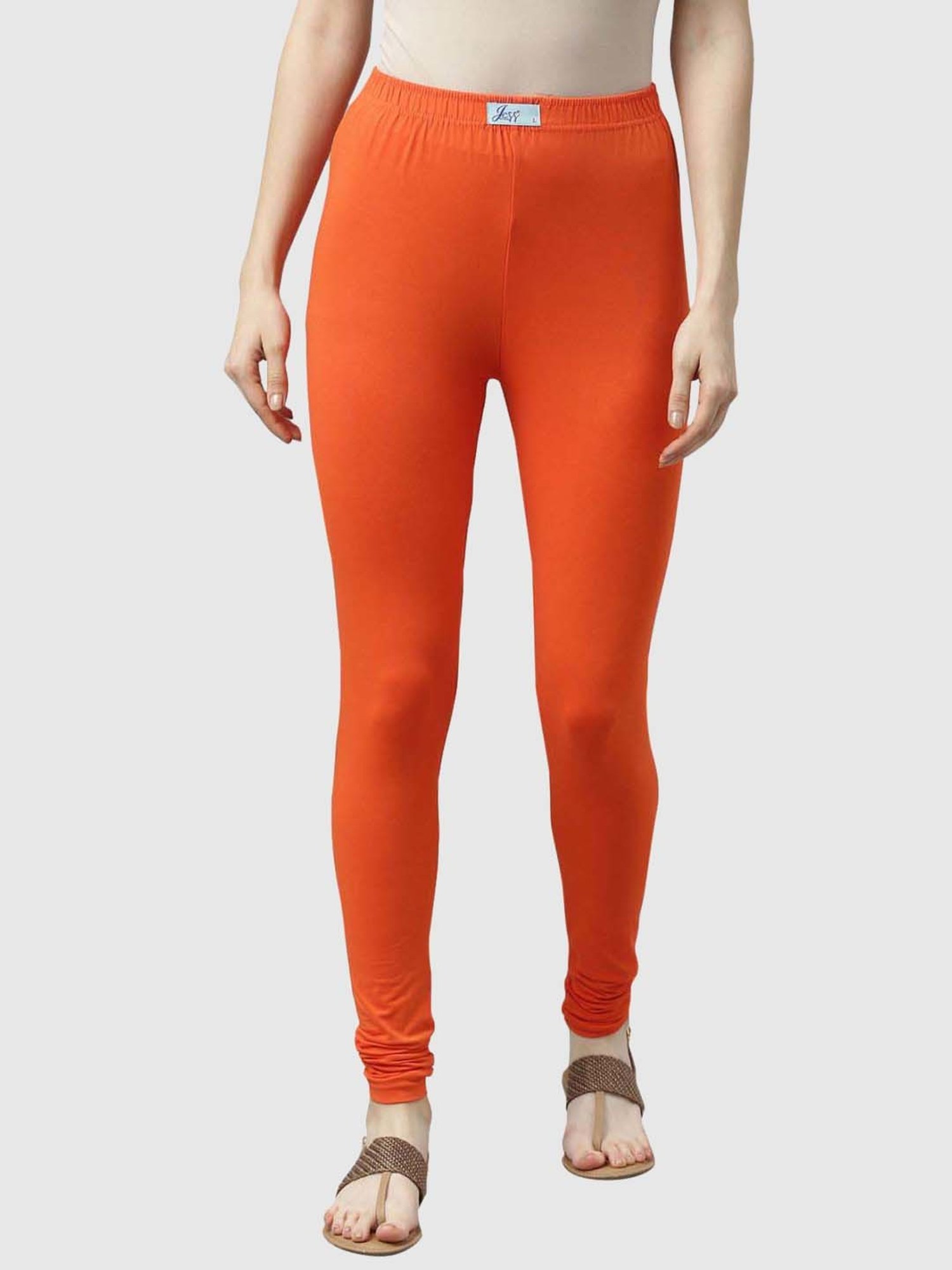 JCSS Beige & Orange Cotton Leggings - Pack Of 3