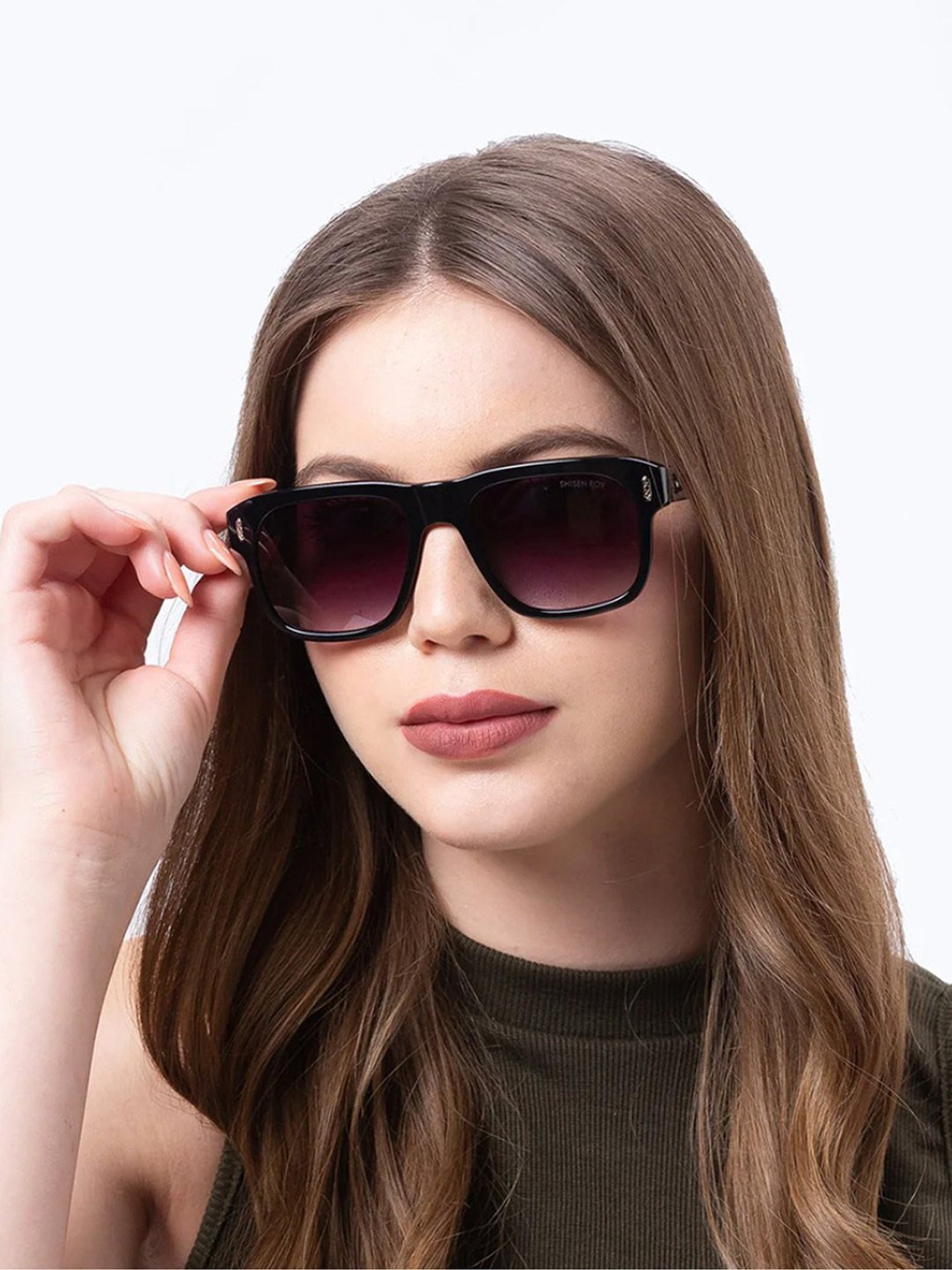 Shisen Fox Yorokobi Piano Black/smoke Square Unisex UV Protection Sunglasses -54 mm