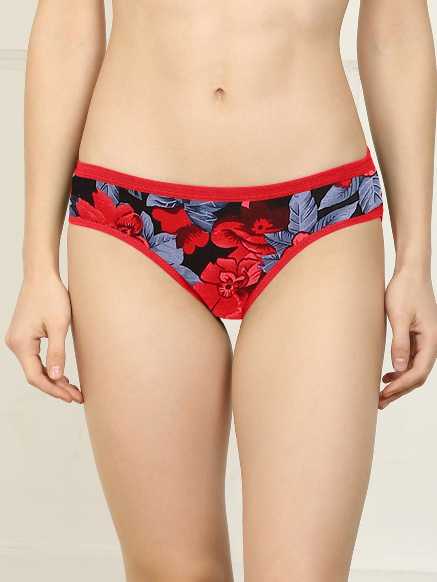 AROUSY Black & Pink Floral Print Hipster Panties - Pack Of 6