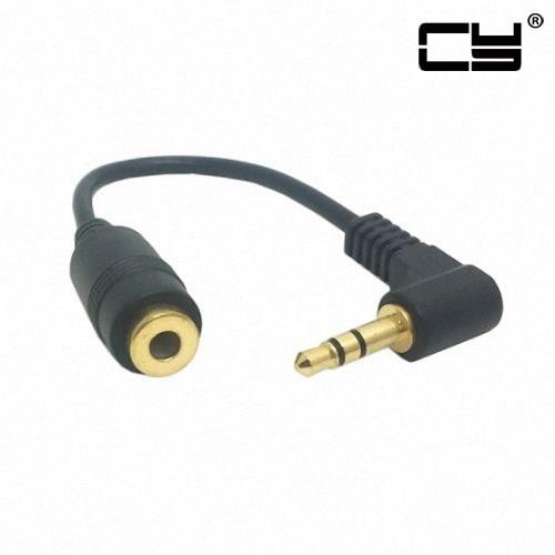 CHENYANG 90 degree right angled 3.5mm 3poles Audio Stereo Male to Female Extension Cable 10cm Black