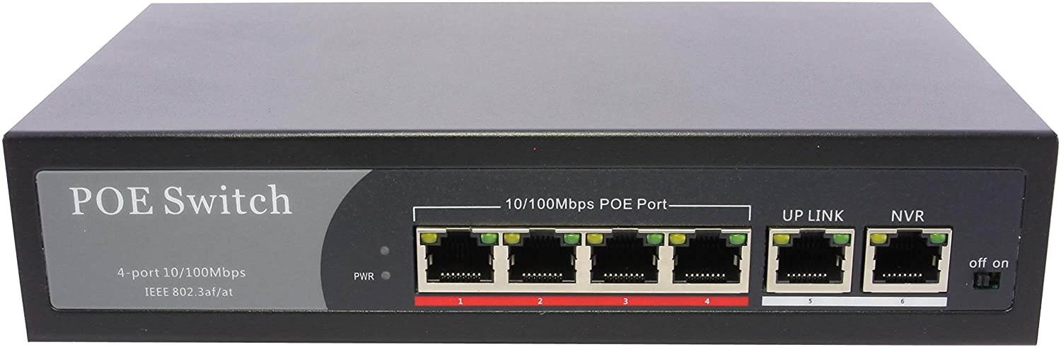 axGear PoE Network Switch 10/100m Power Injector 4 Port + 2 Port Power Over Ethernet