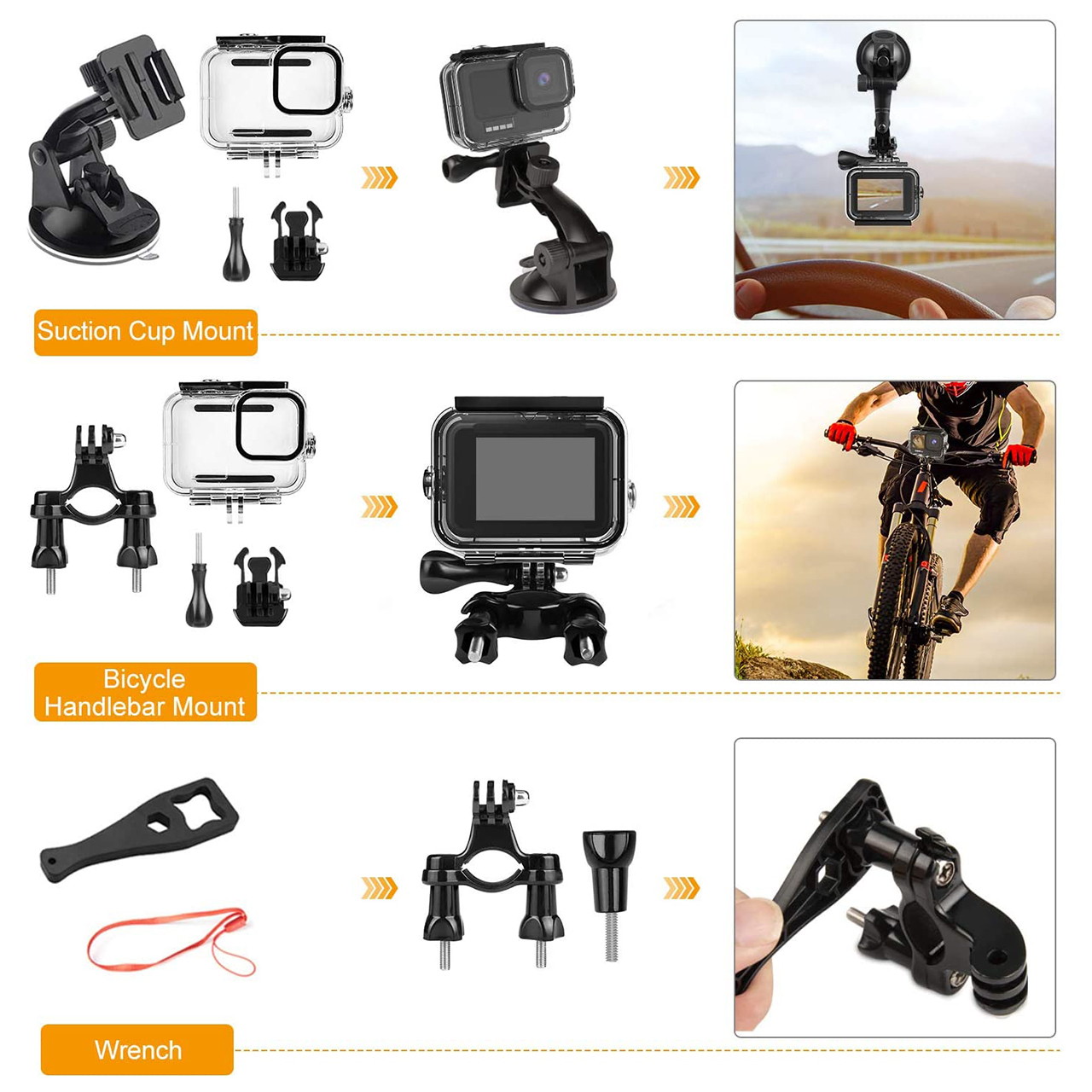 ROME CARE 46 in 1 Accessories Kit with GoPro HERO9 Black, Waterproof Housing Case + Dive Filters + Lens Cover + Head Chest Strap + Bike Mount + Floating Grip Accessory Compatible with Hero 9