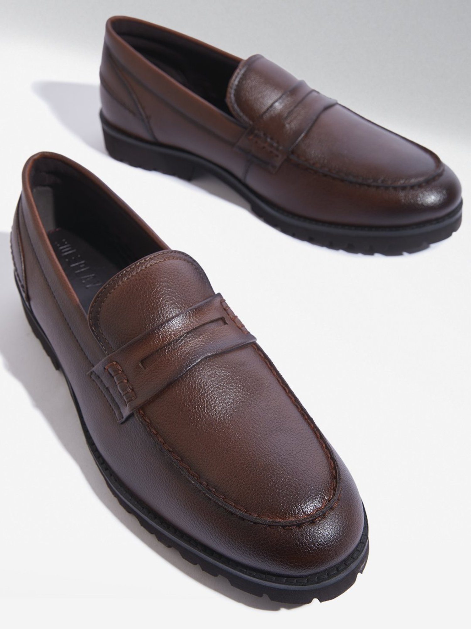 SOLEPLAY by Westside Dark Tan Penny Loafers