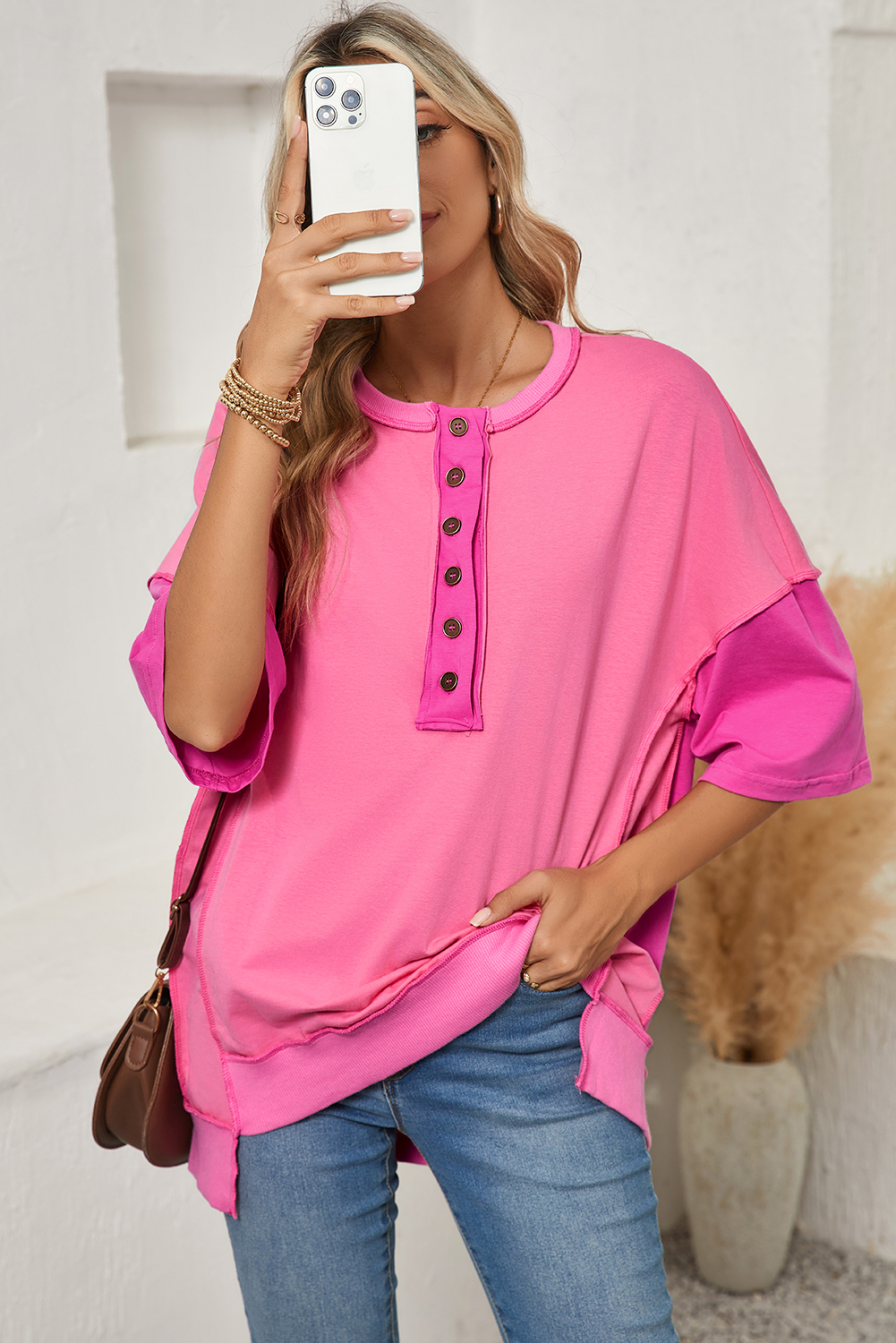 White Tie-dye Print Oversized Boyfriend T Shirt