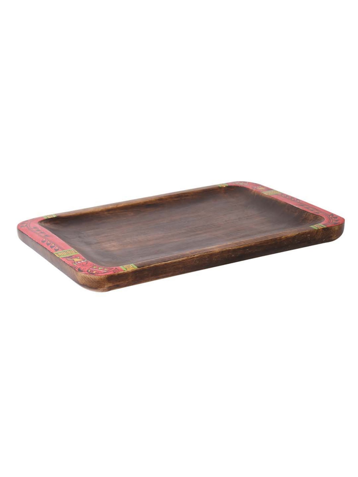 VarEesha Hand Painted Mango Wood Rectangle Tray - Set of 1