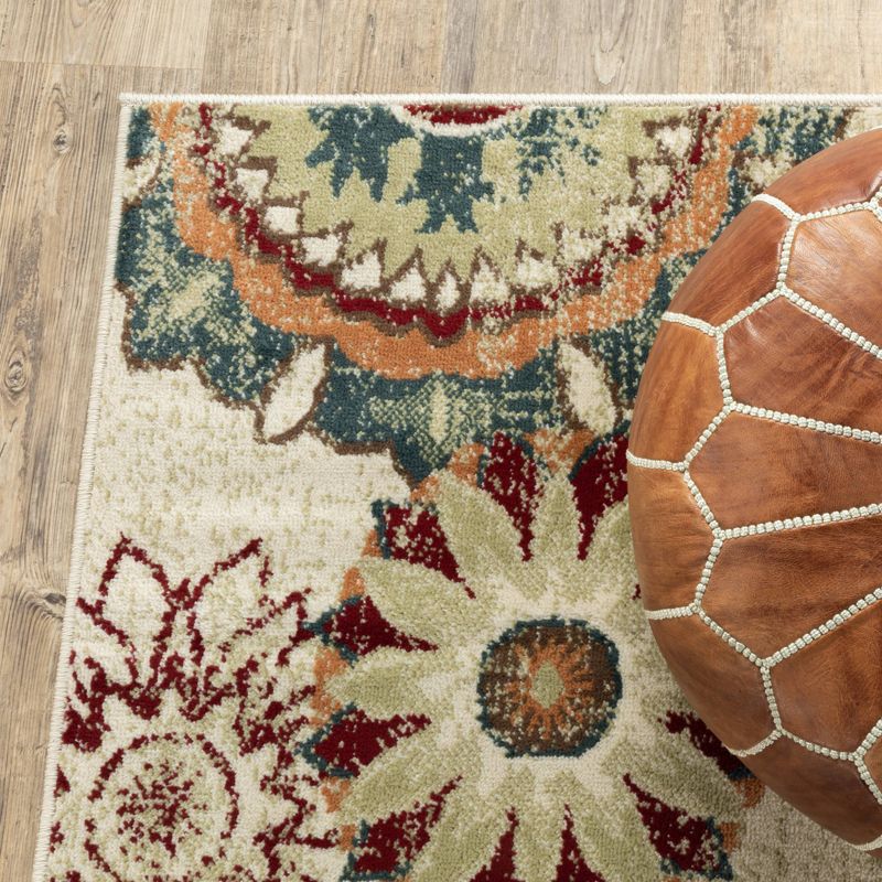 5'3''X7' Raine Layered Medallion Rug Ivory/ Green