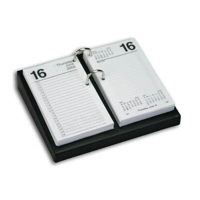 A1031 4.5 x 8 Calendar Holder With Silver Accents Black Leather