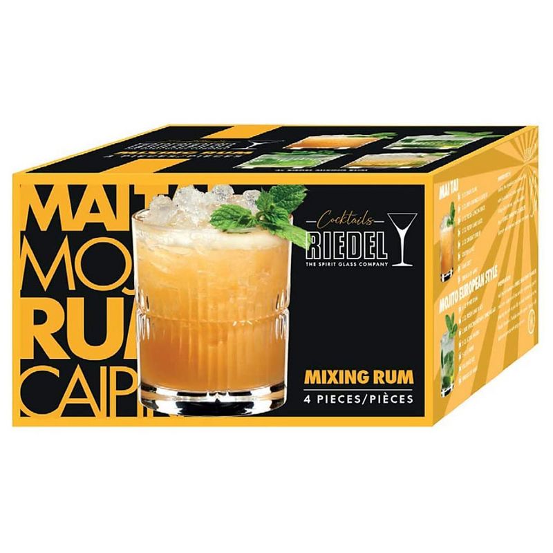 Riedel 11.39-Ounce 4.02-Inch Glass Crystal Bar Tumbler Home Kitchen and Bar Collection Mixing Series Rum Cocktail Set with 4 Glasses